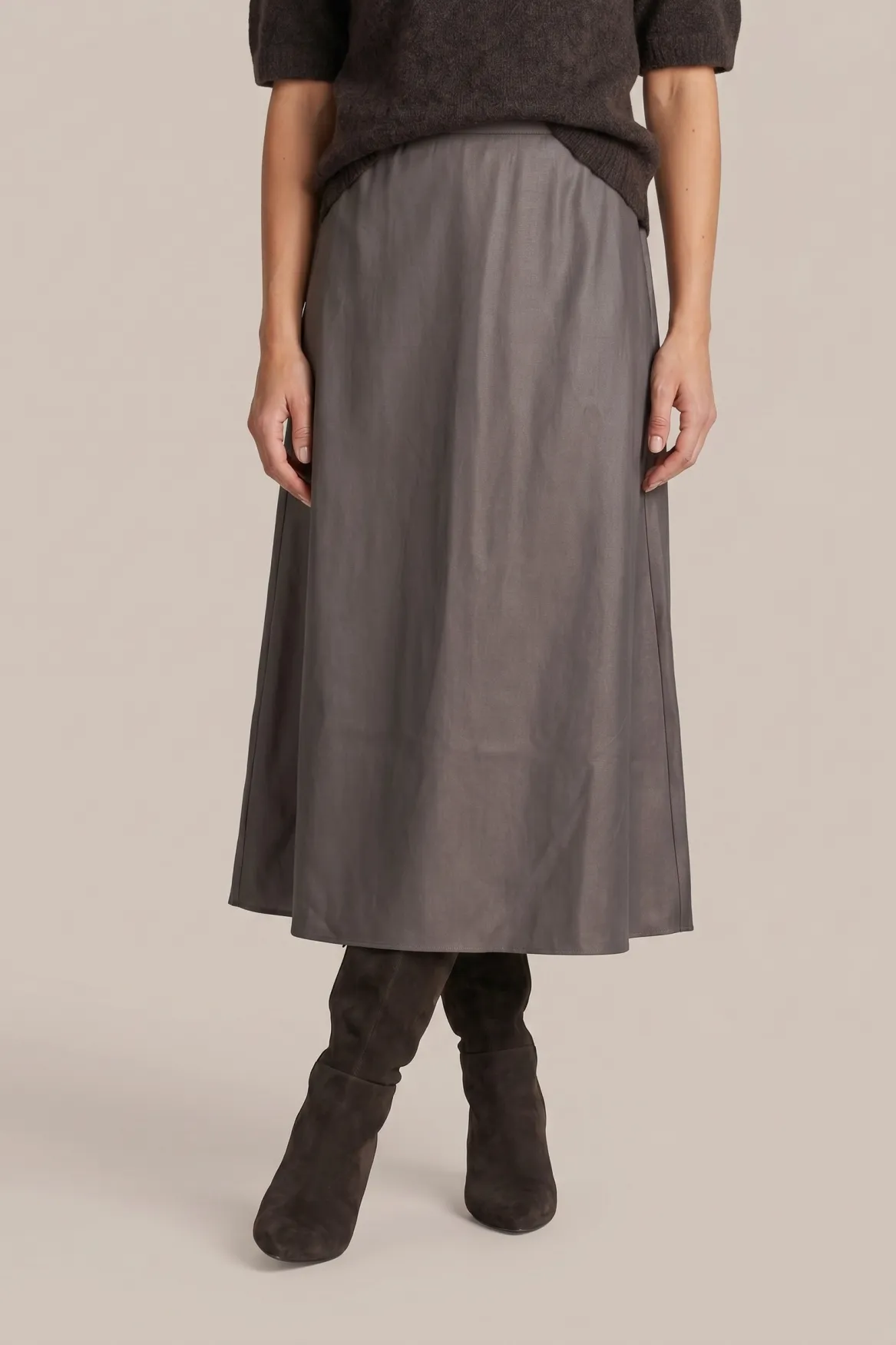 G-maxx Catriona Skirt Dark Earth, damesrok in donkerbruine kleur